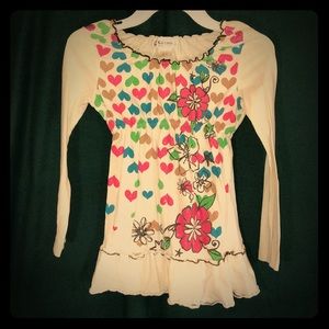 Girls fashion 3/4 length long sleeved shirt